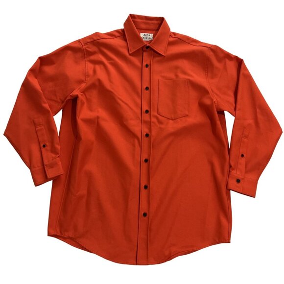 Acne Studios Atlent Oversized Twill Shirt in Neon Orange